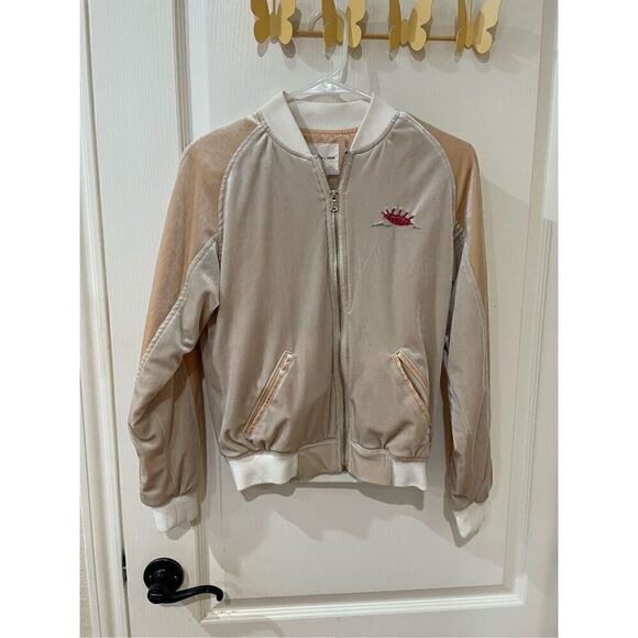 Urban Outfitters Silence & Noise Embroidered Mermaid Velour Bomber Track Jacket - Picture 2 of 7